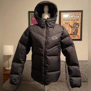 Nike Sportswear Down Puffer Hooded Jacket Sz XS Black
